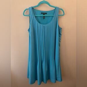 Lauren Ralph Lauren Pleated Shift Dress Womens Sz 8 Blue Sleeveless Lined